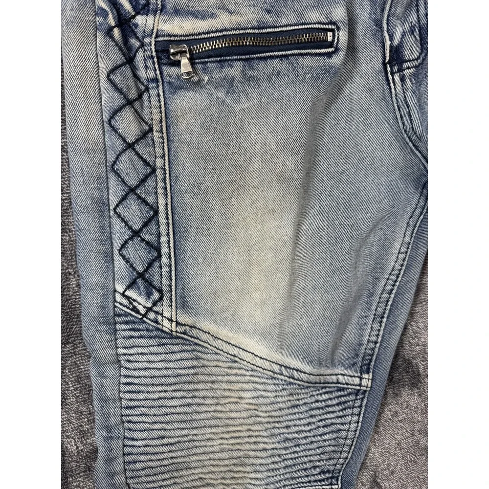 Trestles Supply Co. Zip Jeans Size 34 Blue Denim Acid Wash